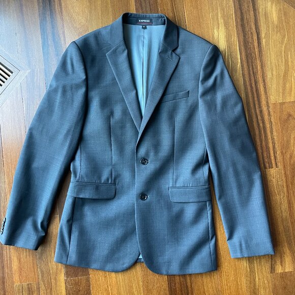 Express 36R Grey Performance Blazer Suit Jacket Slim - Picture 1 of 8